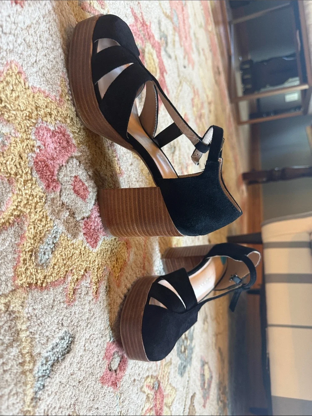 House of Harlow 1960 Black Suede Platform Sandals